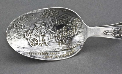 Silver Christening Present - Pusher and Spoon - This Little Pig Went To Market